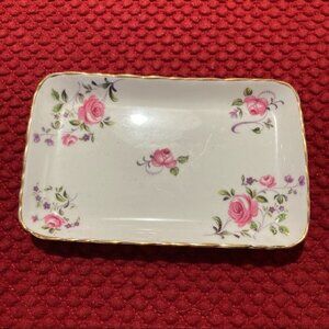 ROYAL CHELSEA 6 x  4” Cabbage Rose Tray English China Made in England